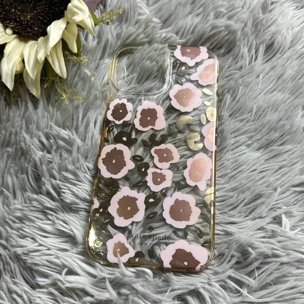 Kate spade pink floral cheetah iPhone 12 Pro Max case.